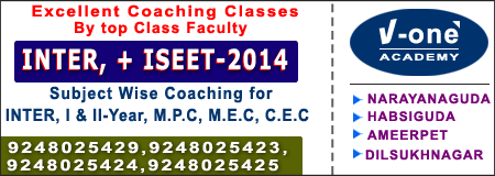 Excellent Coaching Classes By top Class Faculty INTER, + ISEET-2014 Subject Wise Coaching for INTER, I & II-Year, M.P.C, M.E.C, C.E.C NARAYANAGUDA HABSIGUDA AMEERPET DILSUKHNAGAR 9248025429,9248025423,9248025424,9248025425