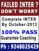 FAILED INTER ?DONT WORRY Complete INTER By October-2013 100% Pass Guarantee Coaching 9248025421